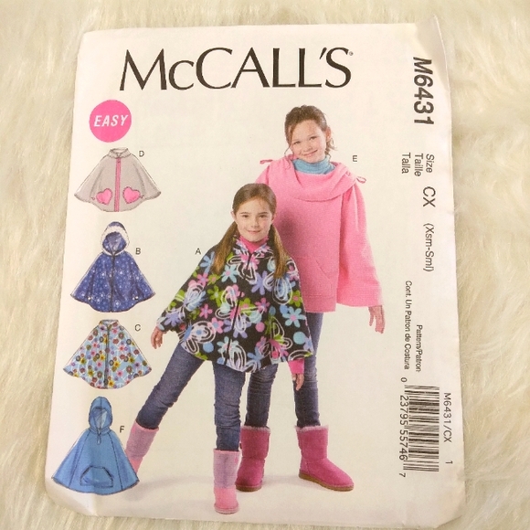 McCall's M6431 EASY Children's Ponchos in 5 styles, sz XS-S. - Picture 1 of 4